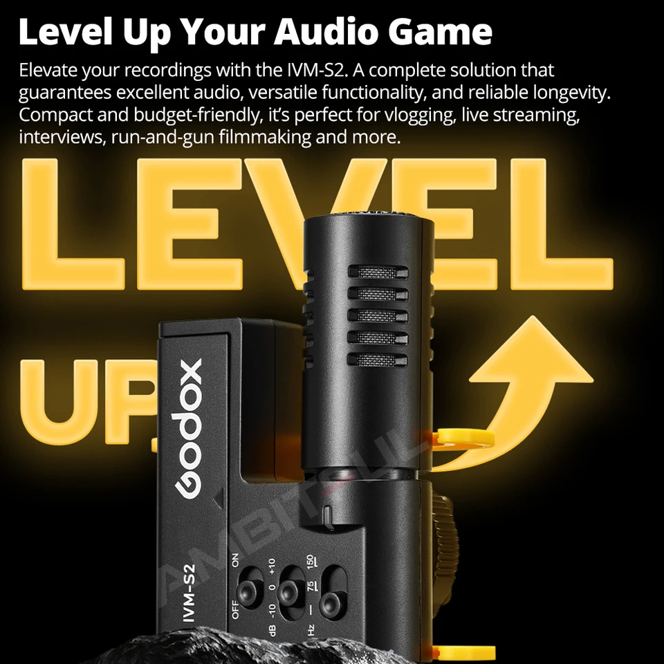 GODOX IVM-S2 Pistolenmikrofon, Mobiltelefon, Mikro-Spiegelreflexkamera, Live-Aufnahme, Interview, Kondensatormikrofon