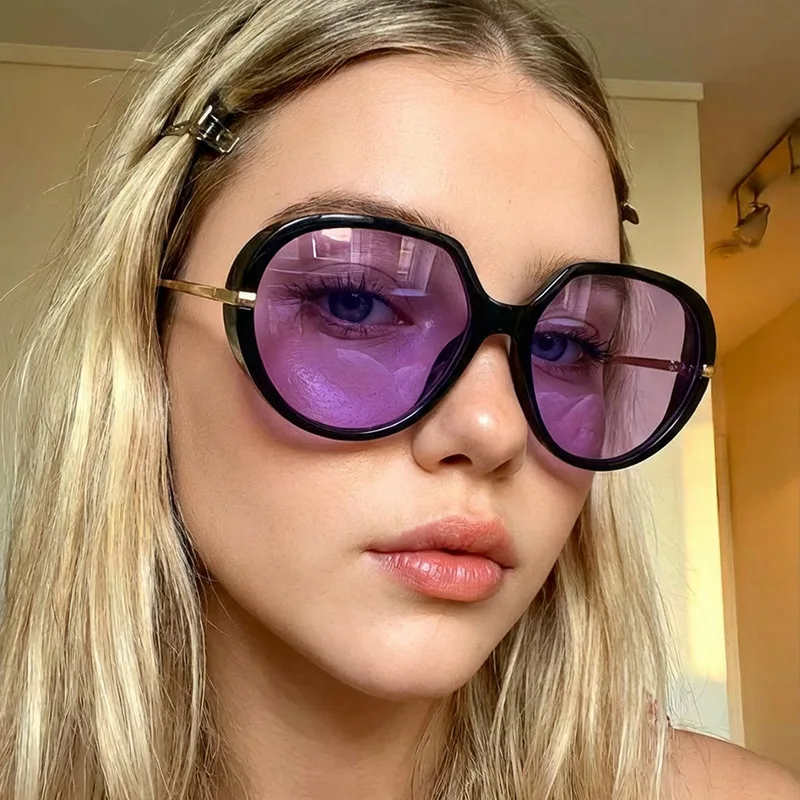 

Men's and women's personalized street style sunglasses with sun protection, trendy and retro round frames, toad-shaped lenses