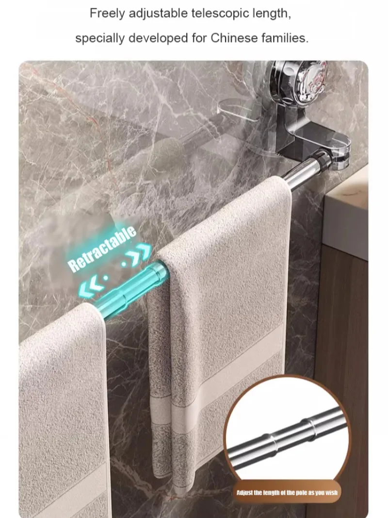 Выдвижной вешалка для полотенец на присоске, органайзер для ванной комнаты, вращающаяся угловая стойка