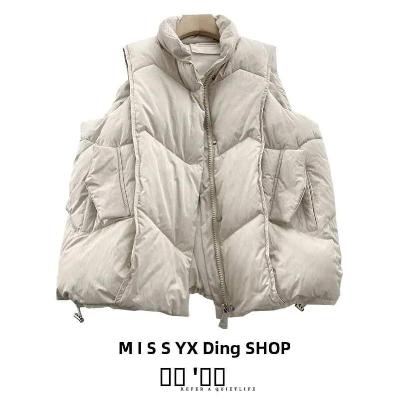 

Women's Thiened Warmth down Cotton Vest Bread Sle Fce Lined Zipper Closure Color Commute Friendly