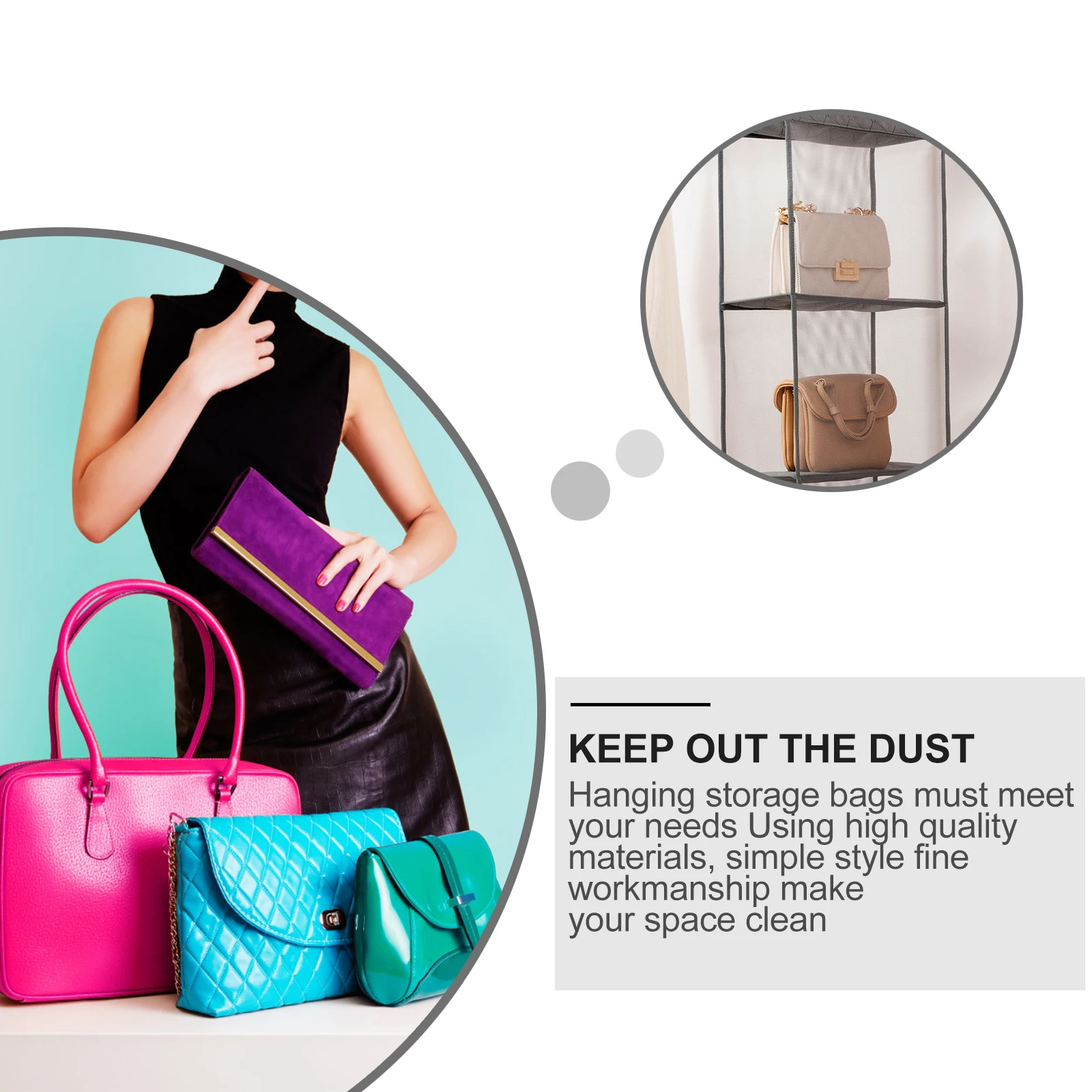 

1pc Dust-Proof Hanging Storage Bag Heavy Duty Wall Mounted Organizer Transparent Mesh For Bags Clothes Quilts Household Items