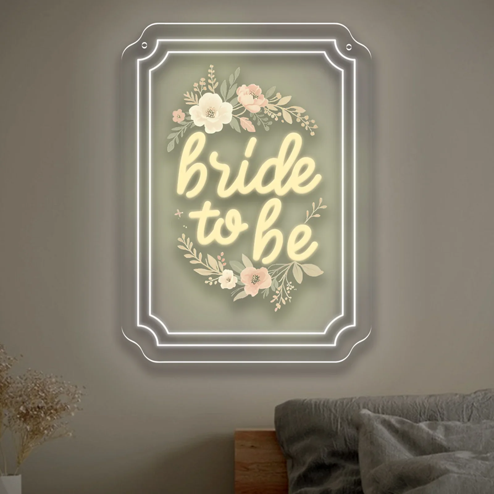 Bride To Be LED Neon Sign Dimmable USB Wall Lamp for Wedding Bachelorette Party Bridal Shower Couple Room Decor Gift for Lover