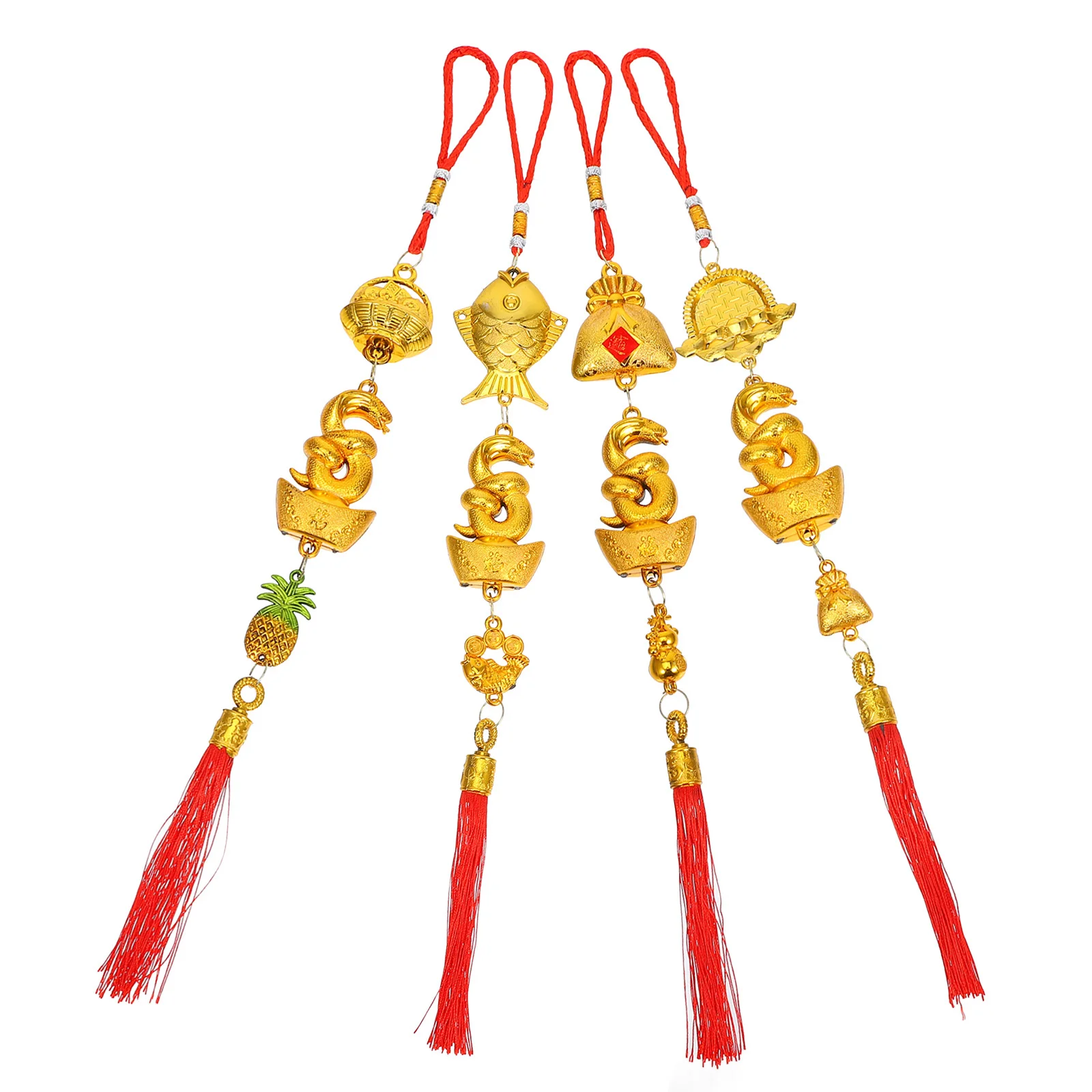 4 قطعة ثعبان سنة بونساي قلادة معلقة حلية السنة الصينية الجديدة ديكور شرابة قلادة للمنزل مكتب سيارة الباب الأمامي الربيع #2