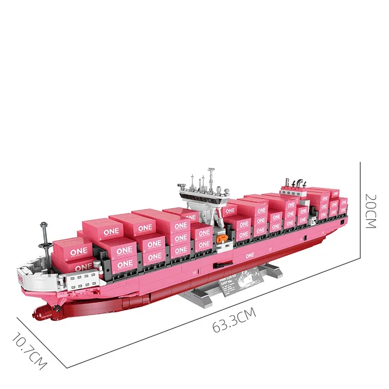 Blocchi di costruzione per navi da carico rosa ONE SPARKLE Modello di nave da trasporto Creatività Mattoni Giocattoli Regali