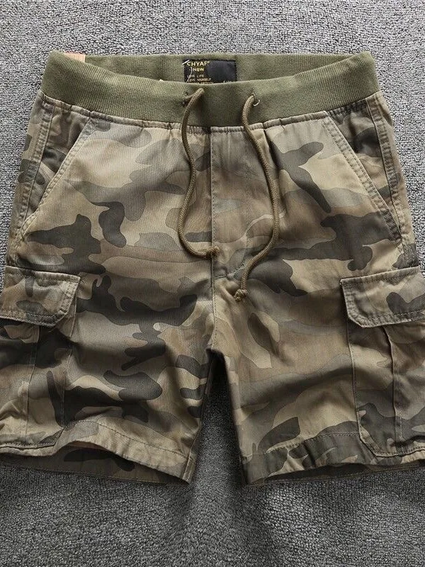 Heavyweight Camouflage Shorts Men's Casual Loose Fit Cotton Straight Leg Multi-Pocket Workwear Style Summer Fashion Shorts