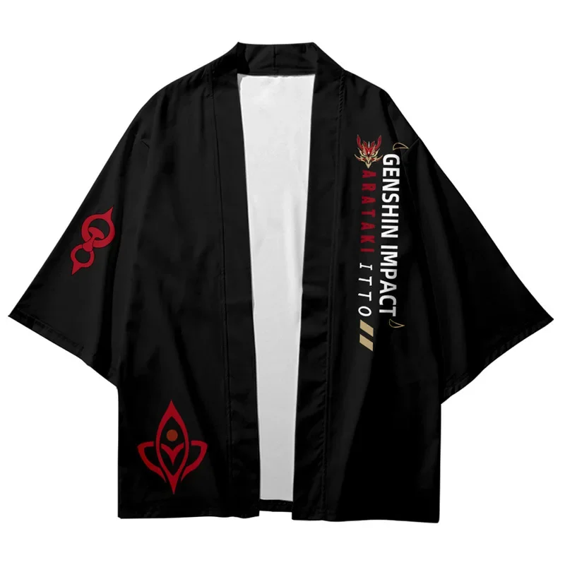 Game Genshin Impact Arataki Itto Kimono Shirt 3D Print Arataki Itto Cosplay Haori Cloak Party Tops Streetwear Shirt