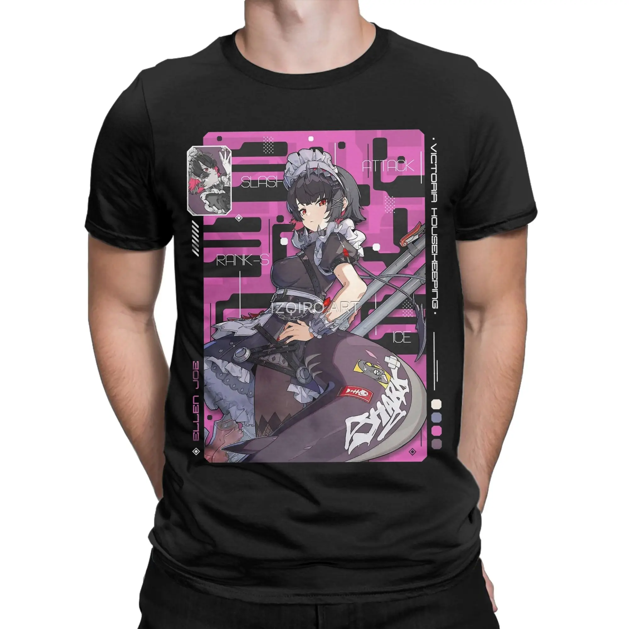 Men's T-Shirt Ellen Joe Zenless Zone Zero Humor Cotton Tee Shirt Short Sleeve  T Shirts Round Collar Clothing Summer