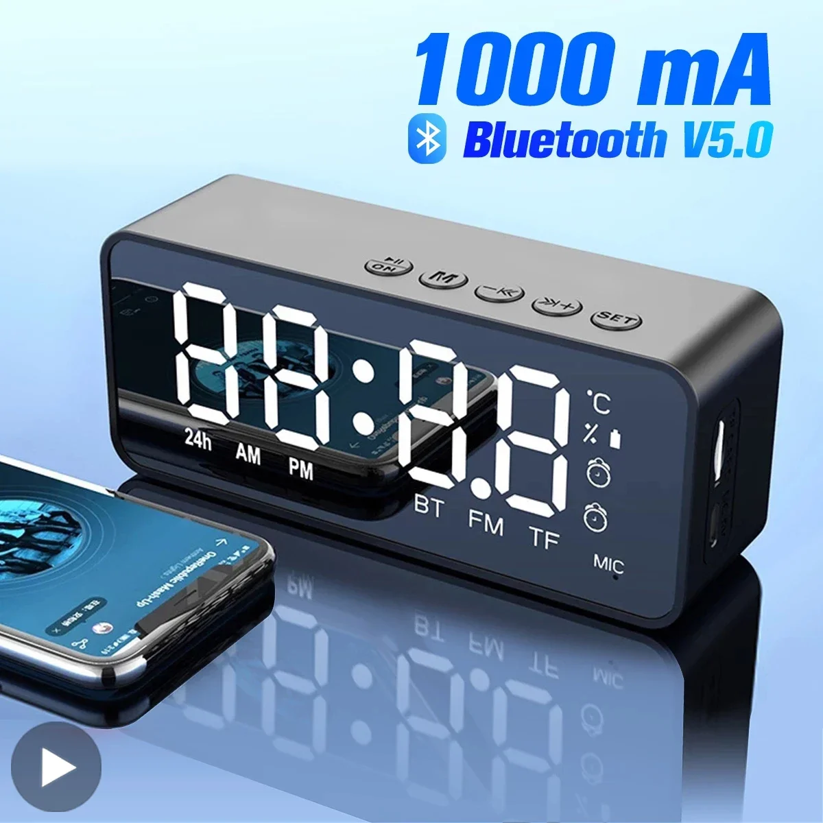 

Alarm Clock Music Sound Box Radio FM Portable Wireless Caixa De Som Bluetooth Speaker Blutooth For Subwoofer Blootooth Acoustics