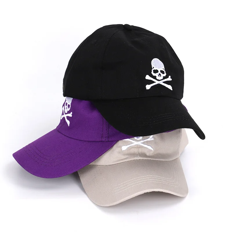 Cool Men Women Summer Skull Embroidery SunShade Cotton Baseball Cap Outdoor Sport Sunscreen Punk Hip Hop Adjustable Hat P55