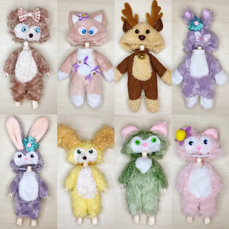 16-17cm Doll Clothes Plush Animal One Piece Set with Hat DIY Dress Up Toy Accessories Gift