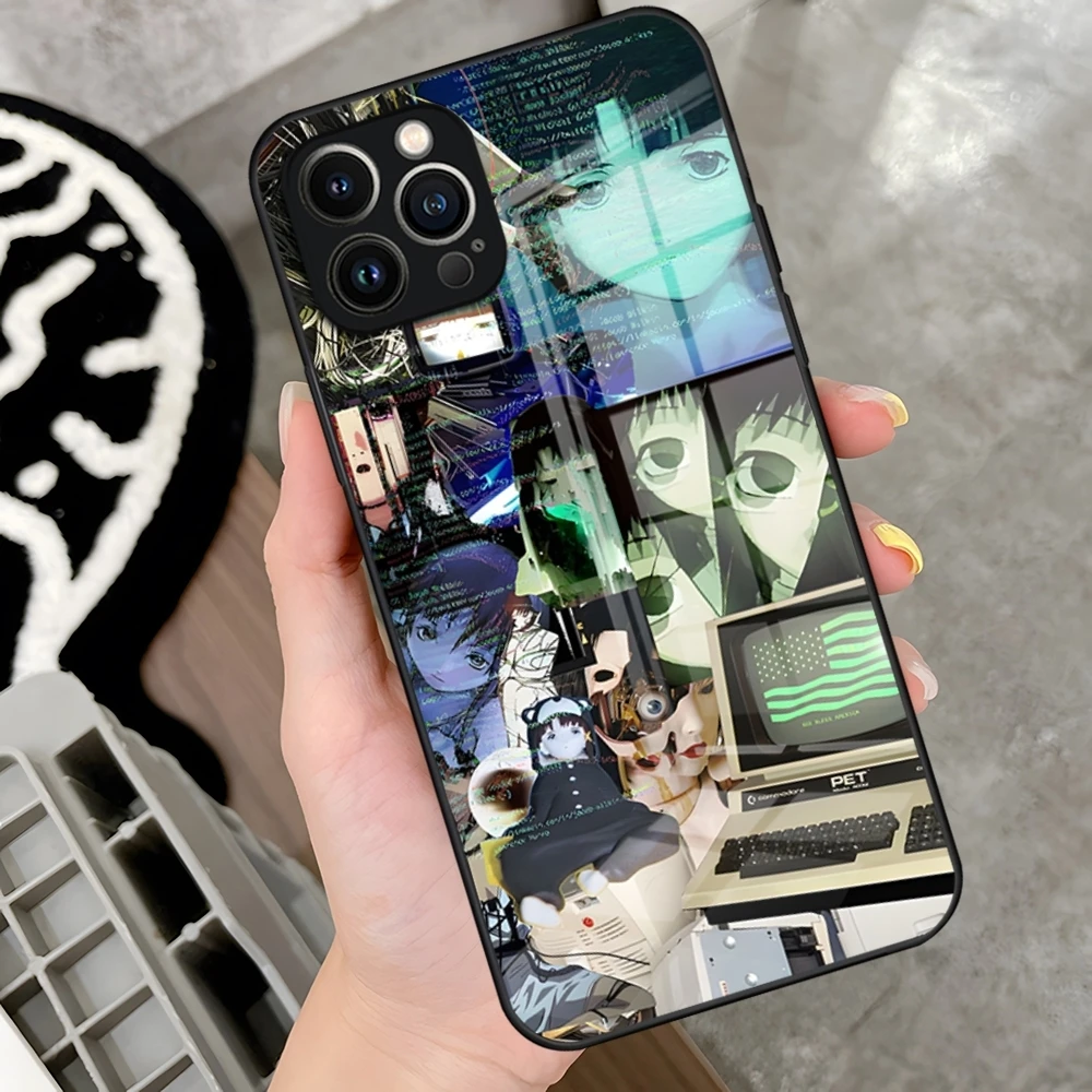 Serial Experiments Lain Phone Case for iPhone 15 Pro 14 13 12 11 Mini X XS XR Max 6 8 Plus SE 2020 Glass Design Cove