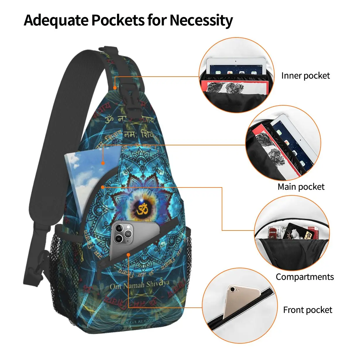 Crossbody Bag Sports Om Namah Shivaya Chest Bag Unisex Women Man Fashion Shoulder Backpacks Travel