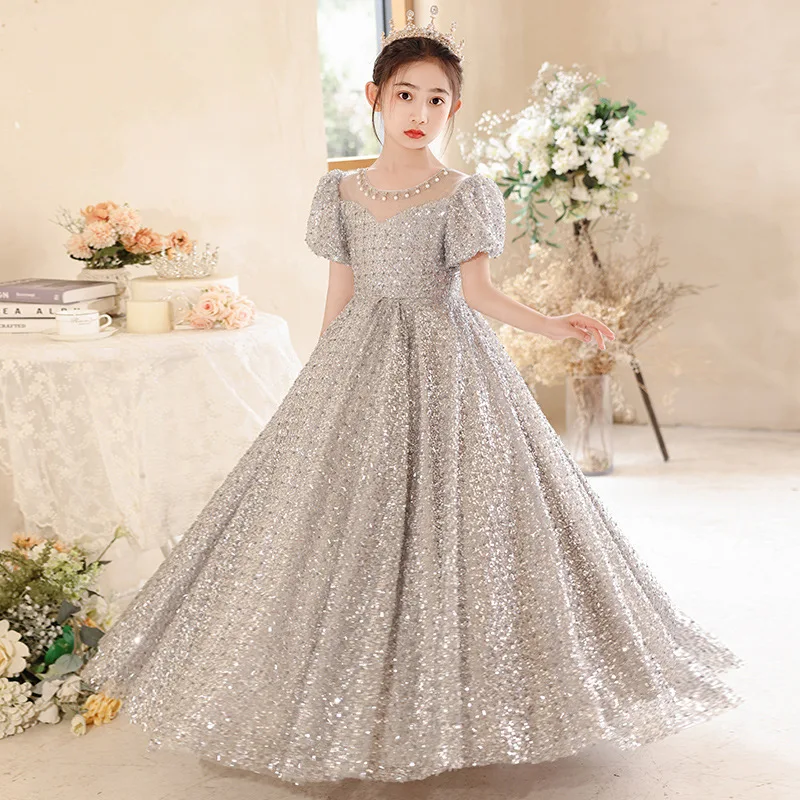 Girls\' dress high-end host catwalk piano dress Flower child wedding Little girl birthday party Princess dress high order