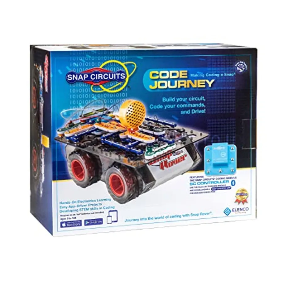 STEM building toy for ages 8 to 108: Bluetooth-controlled circuit with code-based commands, durable plastic construction, vibra