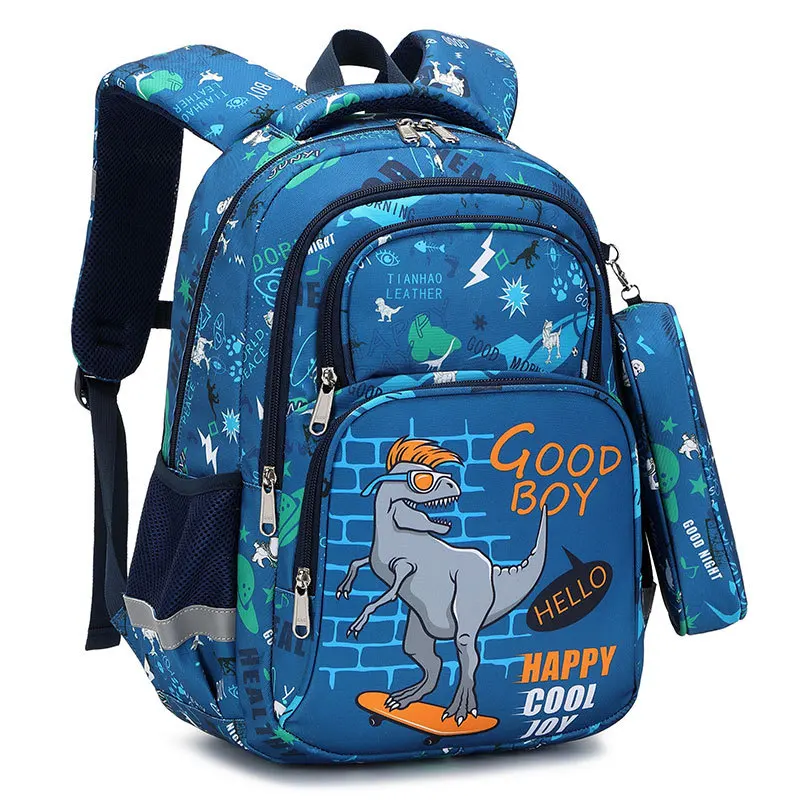 Elementary school bag three-piece dinosaur burden relief ridge unicorn backpack