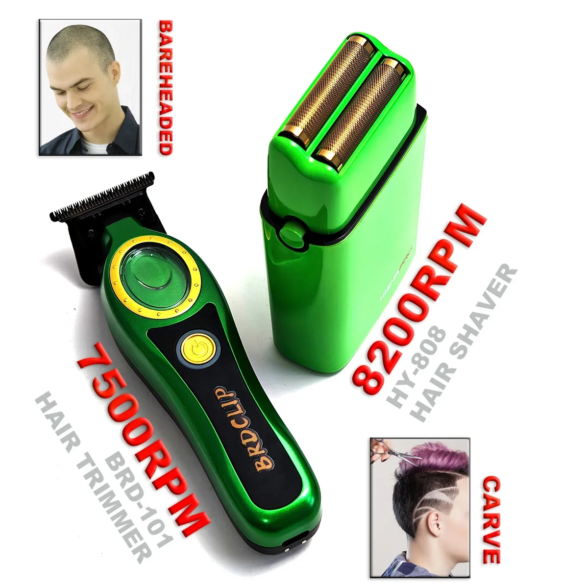 BRDCLIP 2pcs Professional Carving Gradient Hair Trimmer Barber Finish Electric Clipper with Charger Stand Hair Cutting Machine