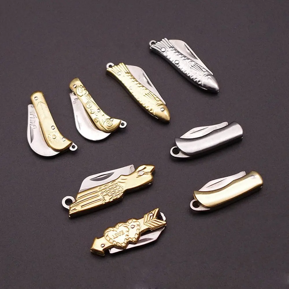 Mini Folding Knife Keychain Multifunctional Stainless Steel Paring Knife Portable Express Unboxing Knife Self Defense Tool