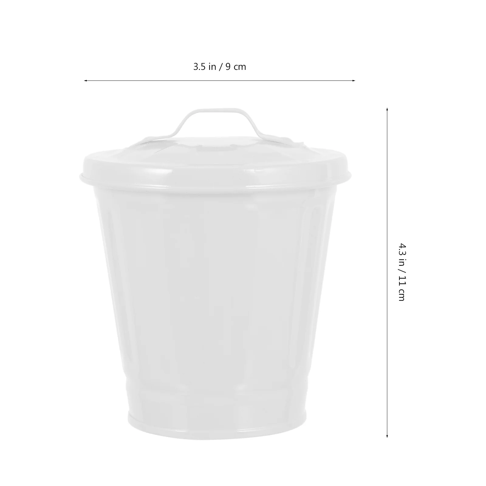 Waste Container with Lid Desktop Garbage Bin Small Storage Basket Metal Trash Can for Table Countertop Flower Pot Office Use
