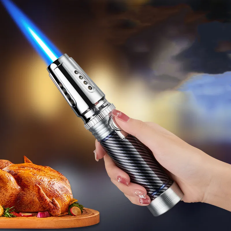 Outdoor Camping Windproof Butane Gas Lighter Turbo Blue Flame Jet Spray Gun Kitchen Barbecue Baking Welding Cigar Lighters Tools