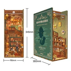 DIY Wooden Book Nook Shelf Insert Kits Holmes Detective Agency Reaction Bookends Toy Bookshelf for Friends Gifts Home Decoration