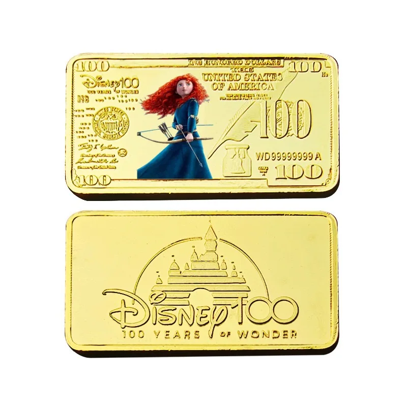 Disney Princess Elsa, Schneewittchen vergoldet, kommungsaktiv, 100er US-Dollar-Bullion, Goldbarren-Kartenabzeichen, tolle Geschenke