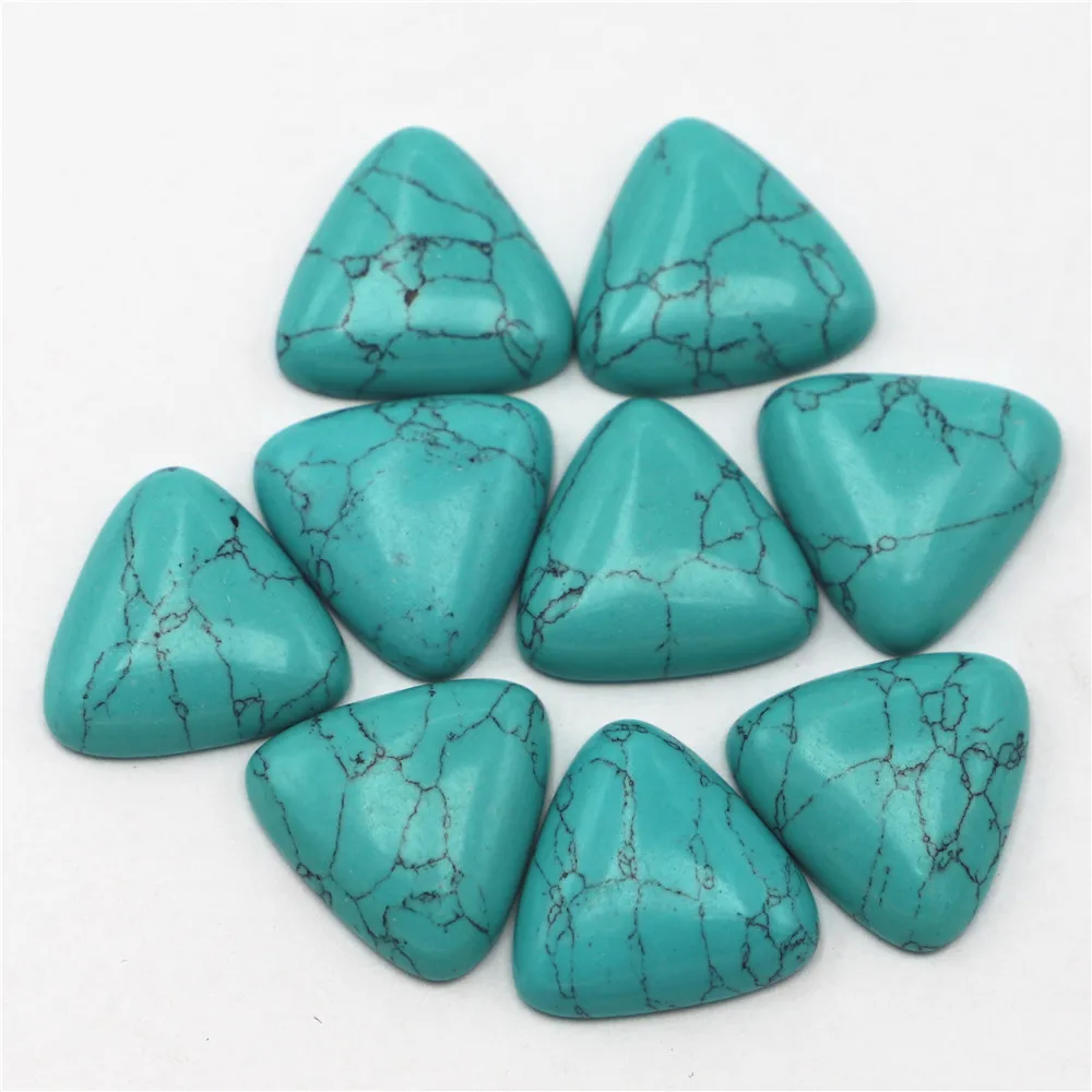 

25x25mm Natural Stone Turquoise Triangle Cabochon Setting Beads for Jewelry&Clothes Accessories Wholesale 12pcs Free Shipping