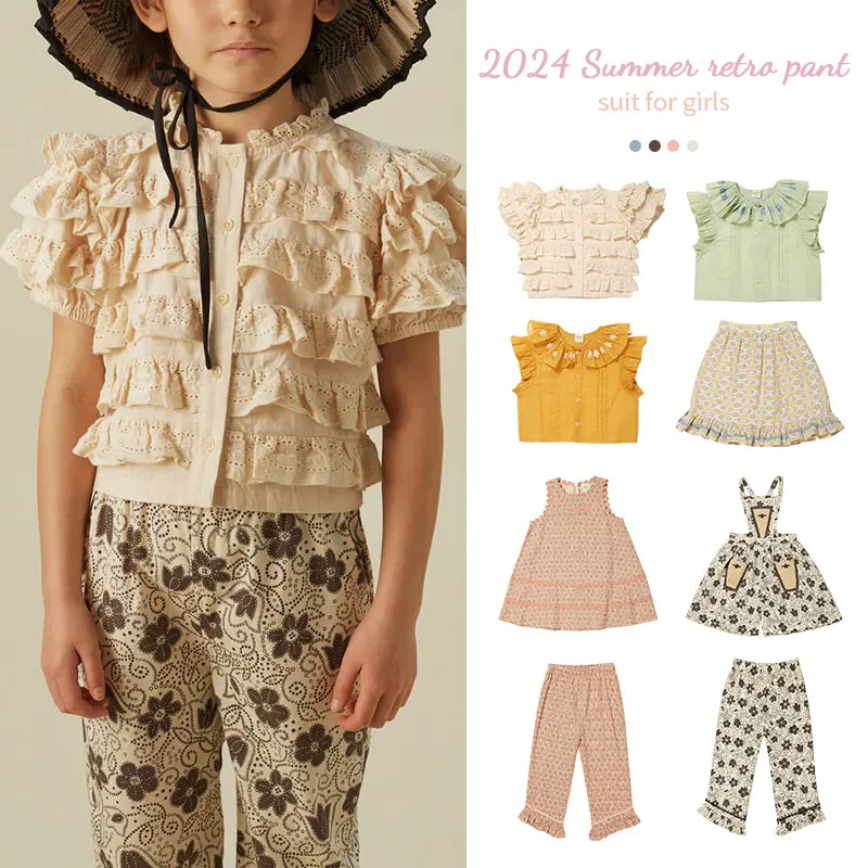 Új APO Koreai 2024 children's clothings lányok shirts nadrágot számára Kisded Elárusítónő Hercegnő Blúz ruhát skirts Kiel gyerekeknek ruhák felső