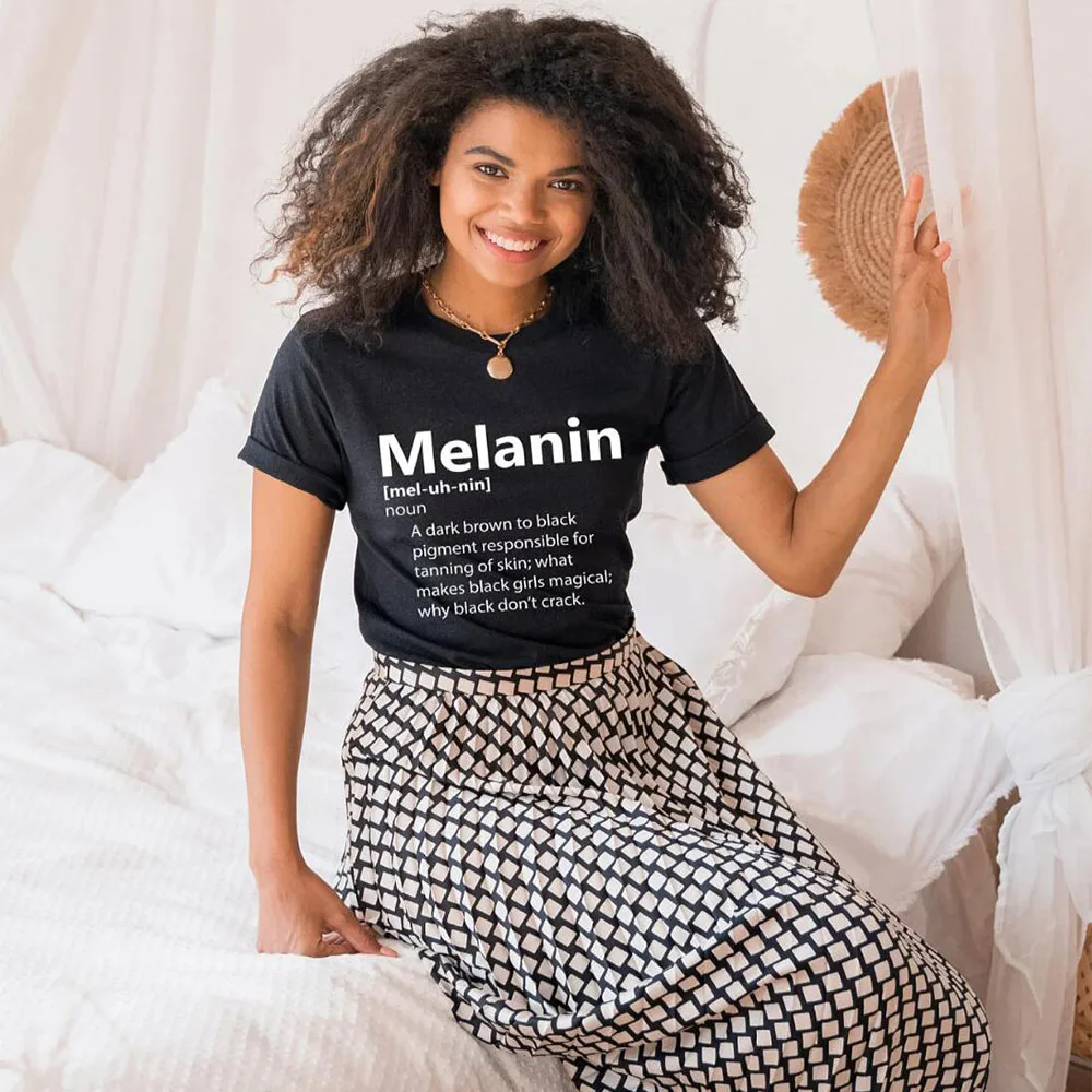 Black Women Letters Printed T Shirts Summer Short Sleeve Loose Cotton Black History Tops Tees Casual Graphic Shirts