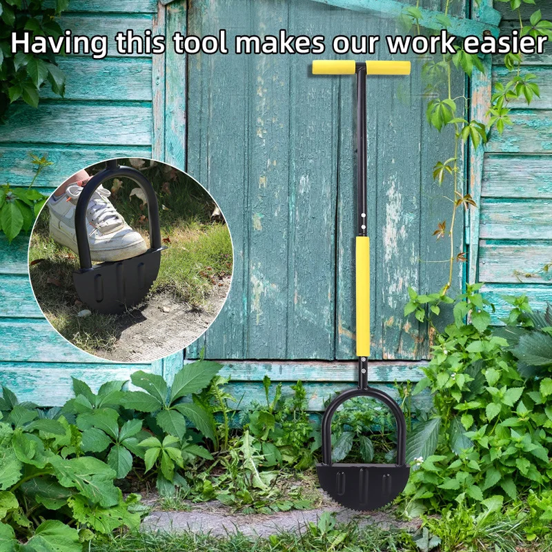 1Pc Manual Trimming Shovel, Length 46 Inches, 8.7 in Width, T-Shaped Handle, Effortless, Sawtooth Design, Efficient Trimming, Lawn Trimming Tool, Step Trimming Shovel