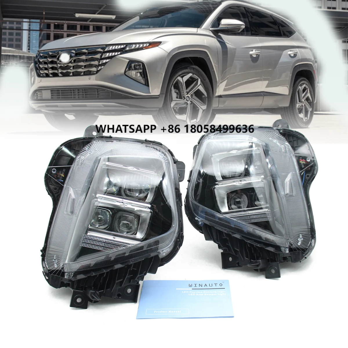 

WINAUTO New LED Headlights Assembly Set for yundai Tucson 2021 2022 2023 Front Bumper Lights