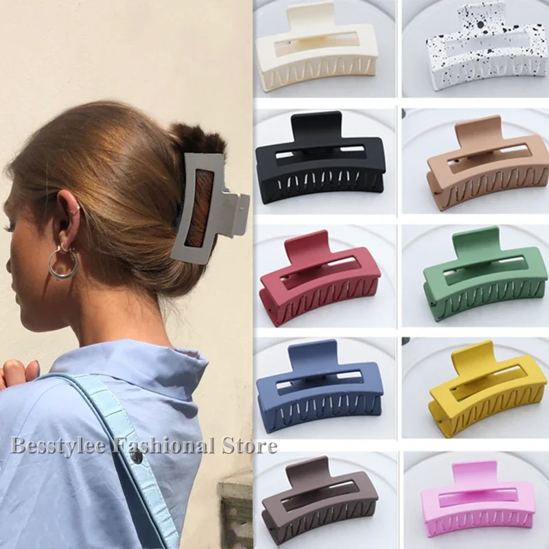 

New Frosted Plastic Hair Claw For Women Girls Back Head Hair Clip Shark Clips Large Size Hairpin Crab Barrettes Hair Accessories