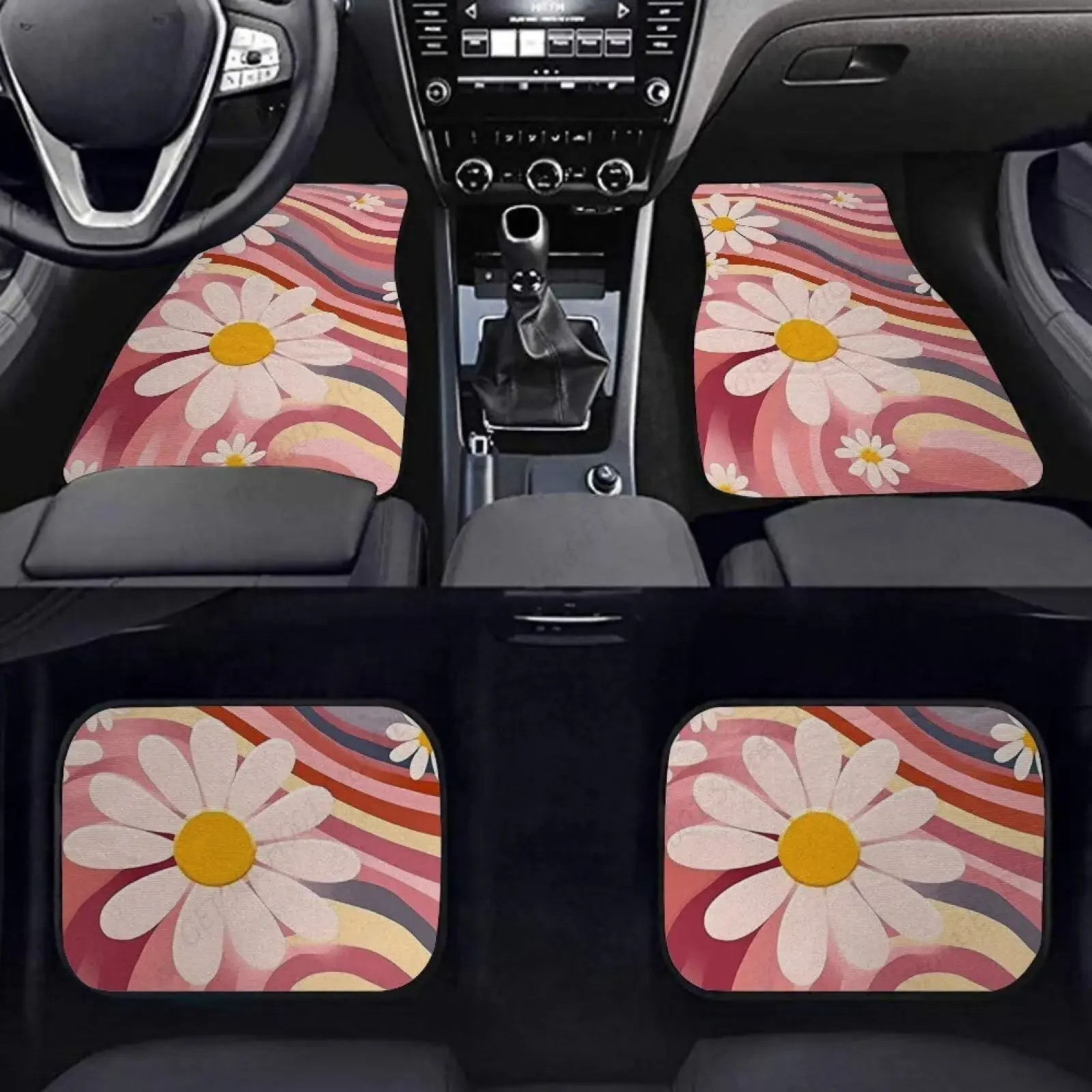 

Alfombrillas Coche Con Flores Rosas Para Mujeres Yñas, Juego 4, Alfombrillas Coración Interior Para Coche, Antislipantes,