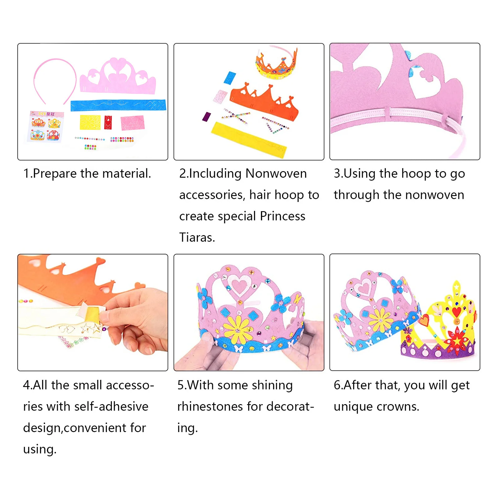 

4Set Birthday Hats DIY Crown Theme Creative Kids Birthday Party Hats Cartoon Crown Headwear Kids Cartoon Head-Wears