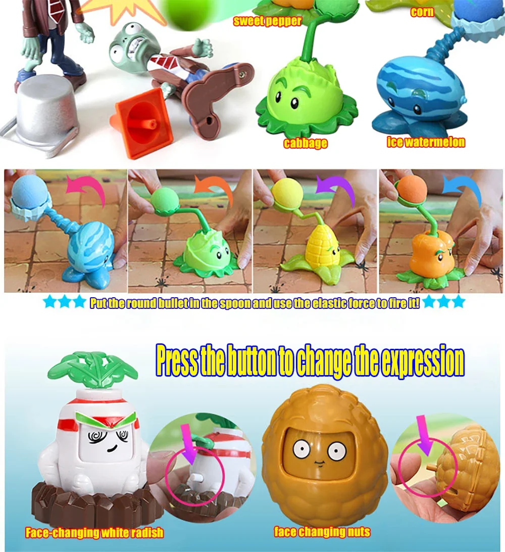 PLANTS VS ZOMBIES PVZ Pea Shooter Boss Actionfigur Modell Spielzeug Puppen Schießen Dave Allstar Spielzeug Kinder Geschenke für Jungen – Detail 7