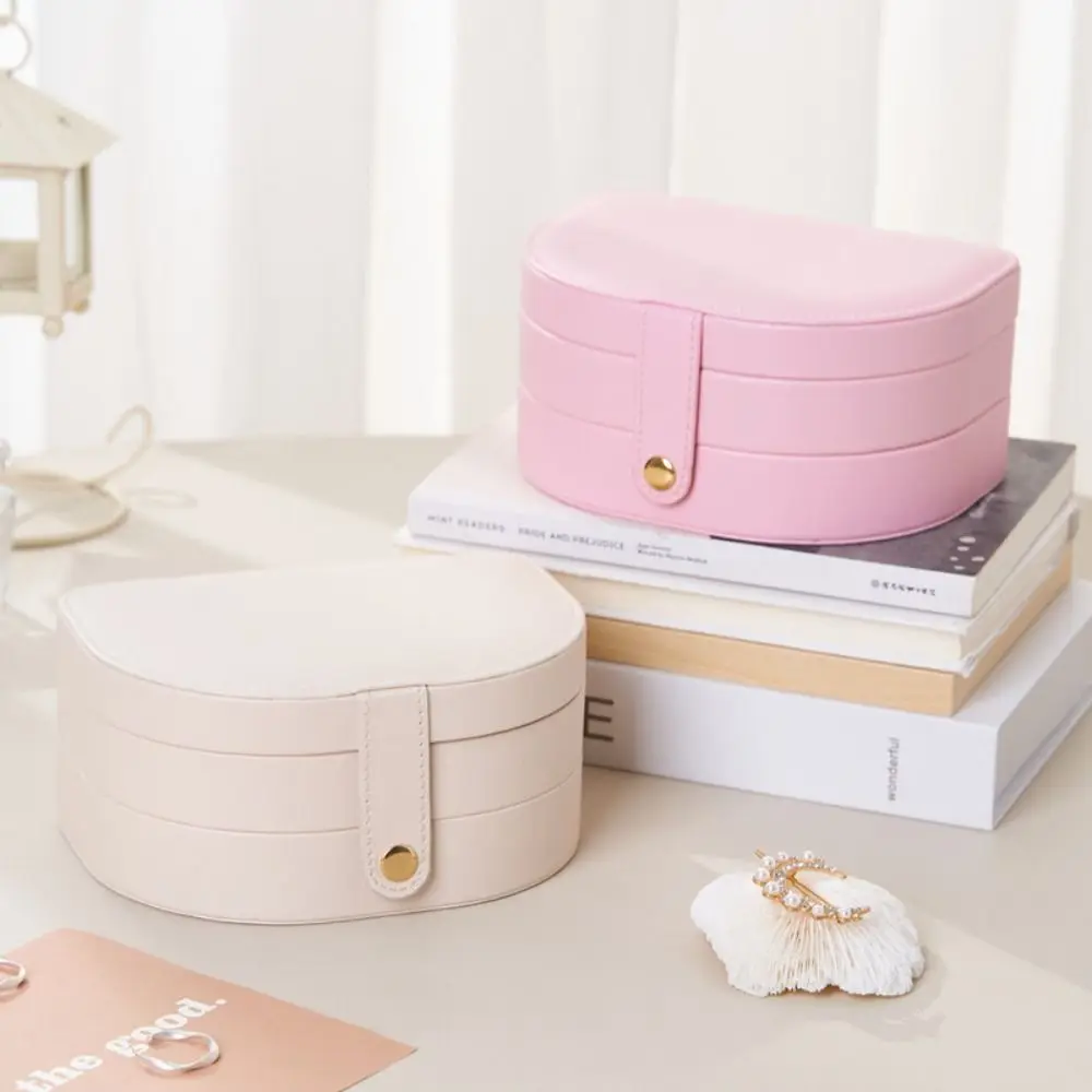 Exquisite Multi-layered Jewelry Box PU Leather Semi-circular Ring Earrings Storage Box Large Capacity Antioxidant