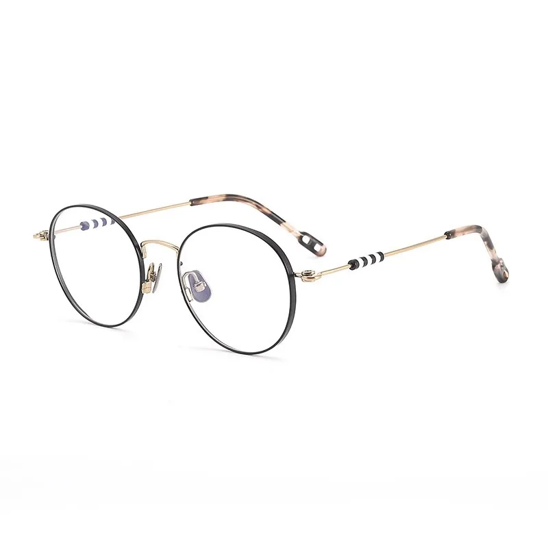 

Pure titanium glasses frame handmade retro oval full frame anti-blue light designer