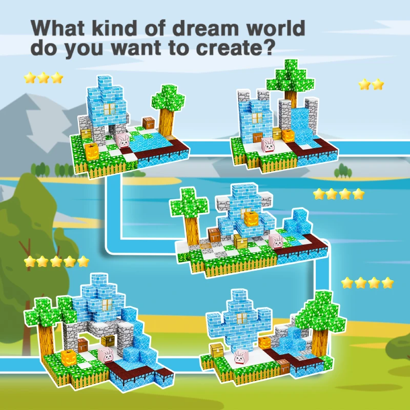 ชุดตัวต่อแม่เหล็ก DIY 100 ชิ้น ชุดของเล่นเสริมพัฒนาการสำหรับเด็ก ชุดของเล่นสร้างสรรค์สำหรับประกอบเองที่บ้าน