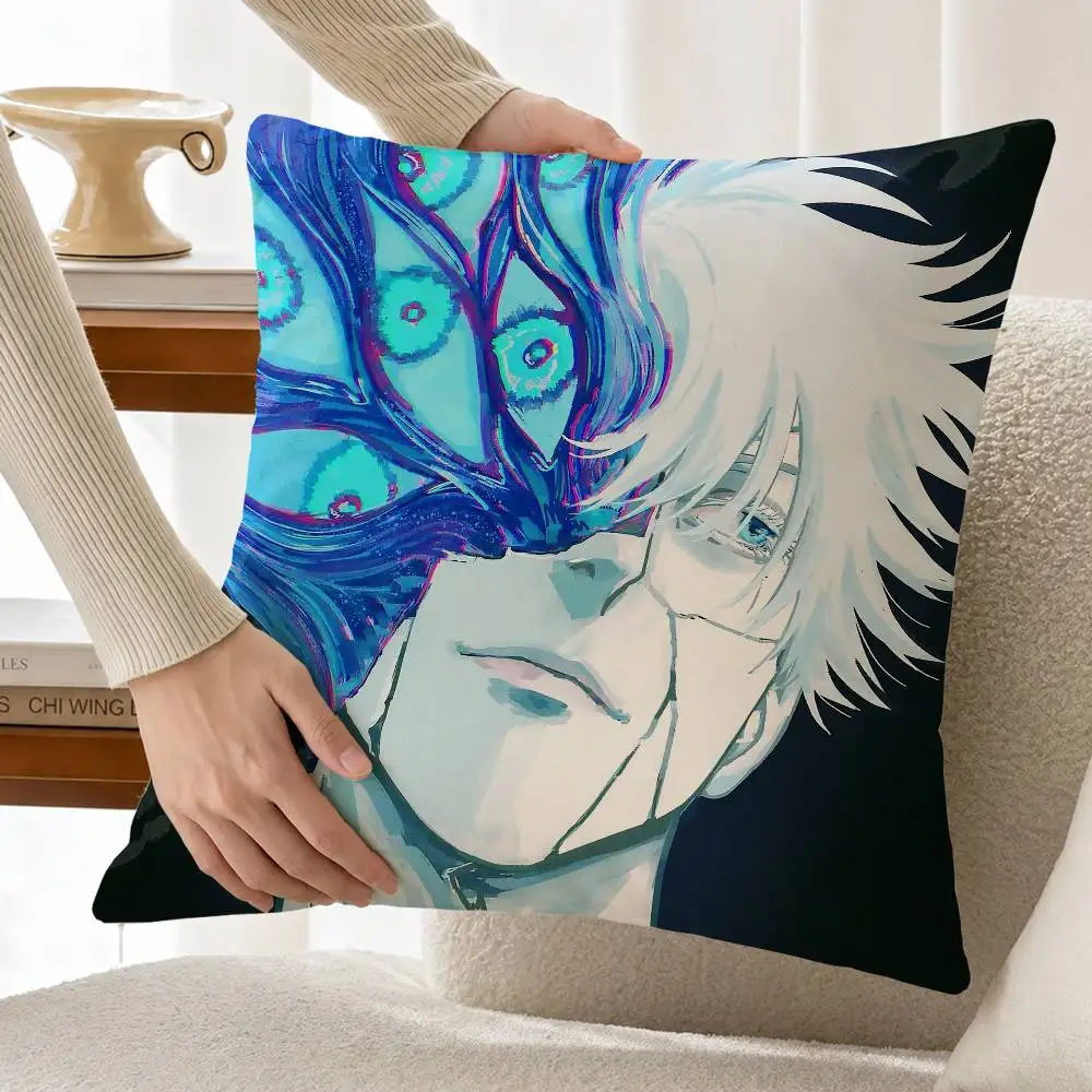 Jujutsu-K S-Satoru G-Gojo Customizable Square Pillow case Double Sided Print Sofa Bedroom Decor Cushion Cover