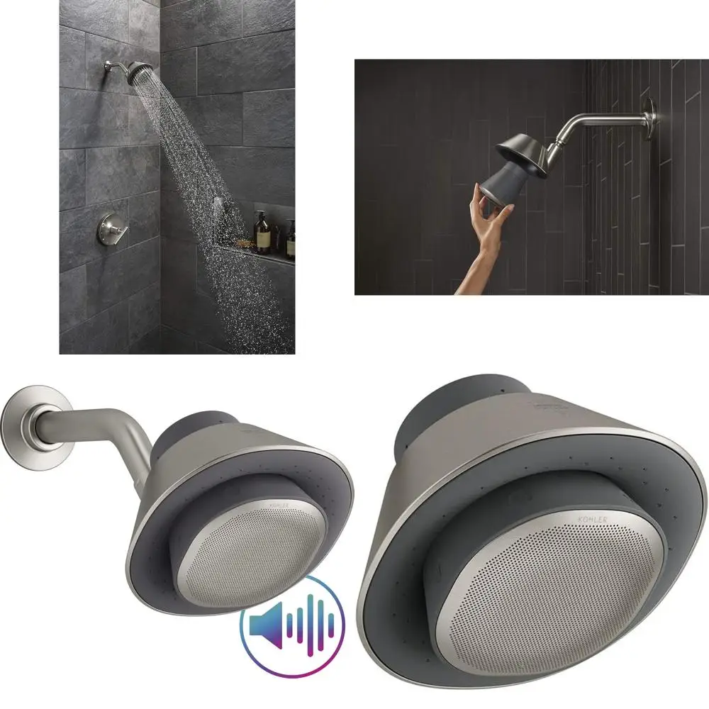 

Беспроводная Bluetooth-колонка для душа, 1,75 галлонов в минуту, отделка из матового никеля