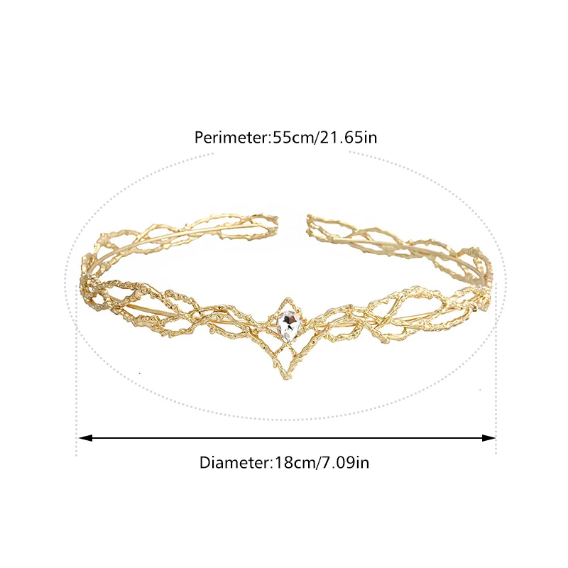 영화 엘프 킹 라운드 크라운 티아라 여성용 물방울 지르콘 머리띠, 웨딩 신부 헤어 액세서리, 쥬얼리 코스프레 모자 선물