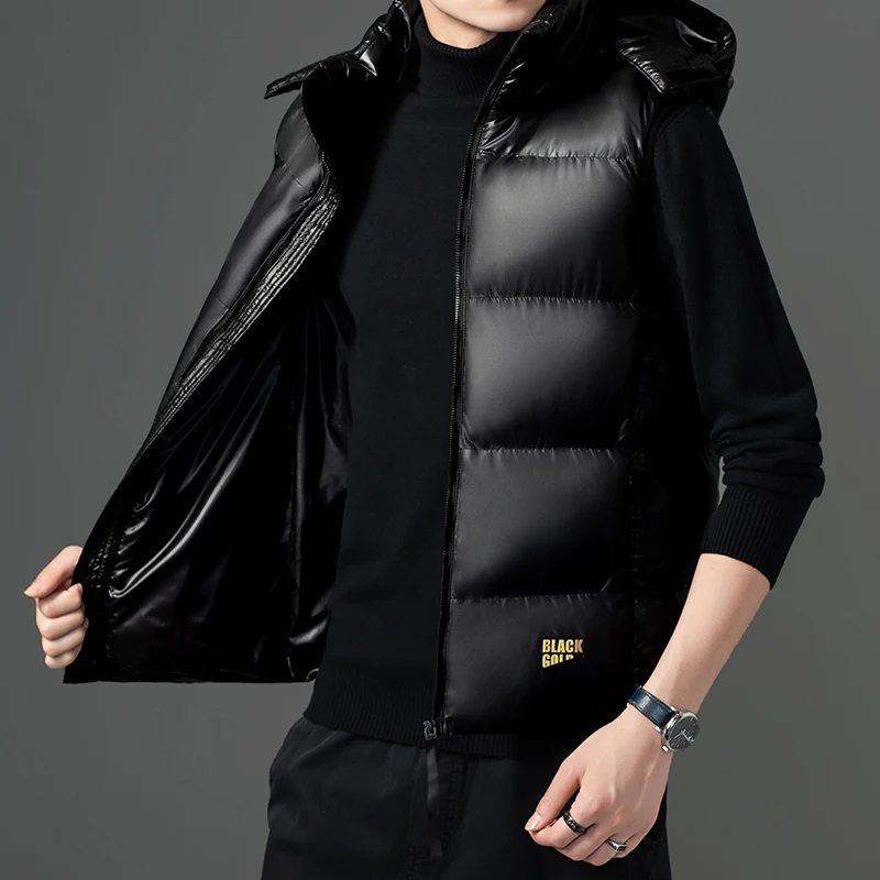 

Men Winter Windproof Warm Sleeveless Jacket Fashion Casual Black Classic Waistcoat High Quality Stand Collar Vests for Men New