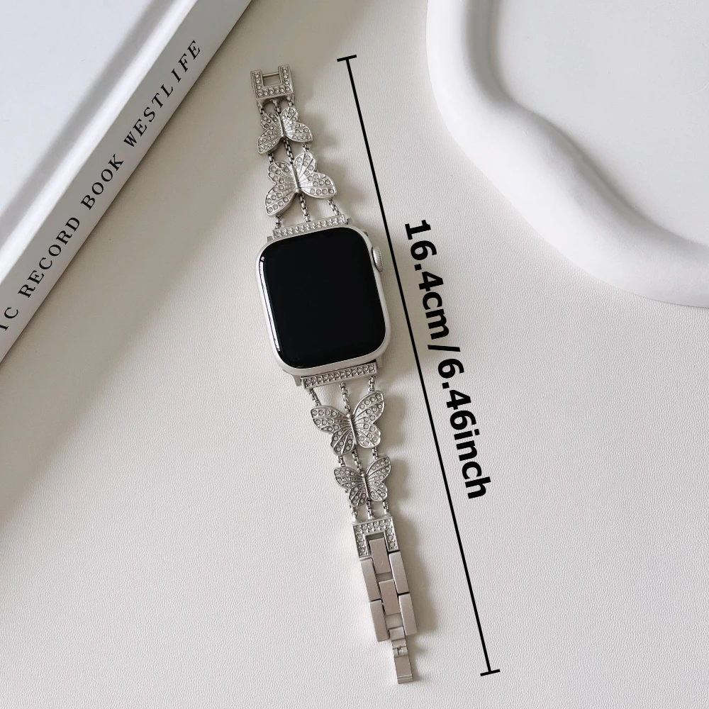 Exquisite Butterfly Wristband, Compatible with Apple Watch Bands 38-49mm, Ultra/SE/11-1, Adjustable (Case and Watch Not Included
