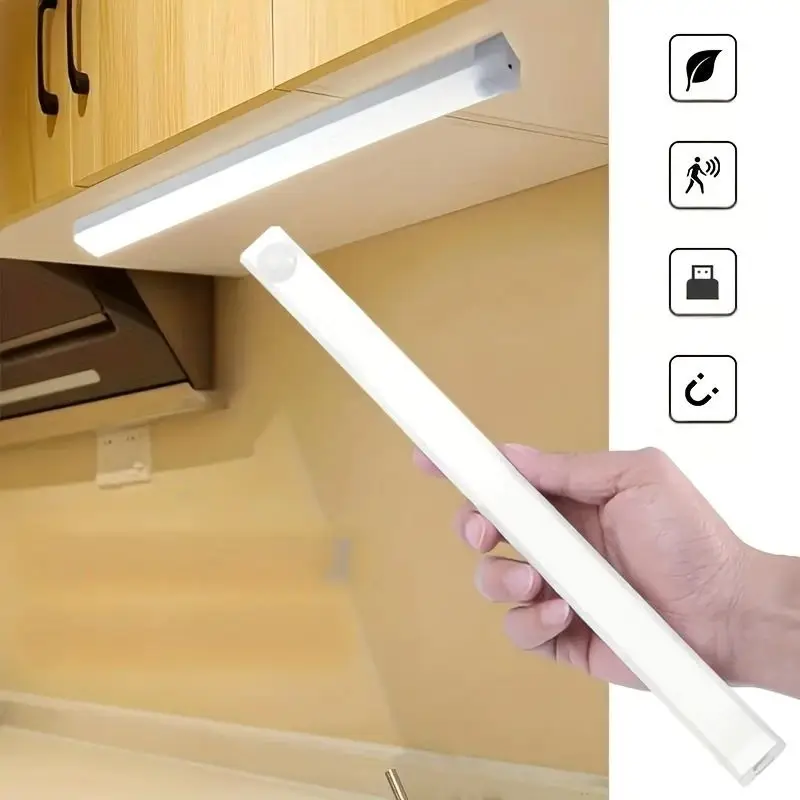 

Wireless LED Motion Sensing Light Strip USB Rechargeable Magnetic Night Light Can Be Used for Kitchen Cabinets Corridors Stairs