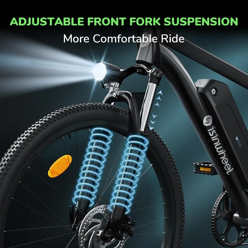 M10 Electric Bike Adult 500W, 26" Commuting Electric Mountain Bike 20MPH Max Range 55+ Miles, Removable Battery image 4