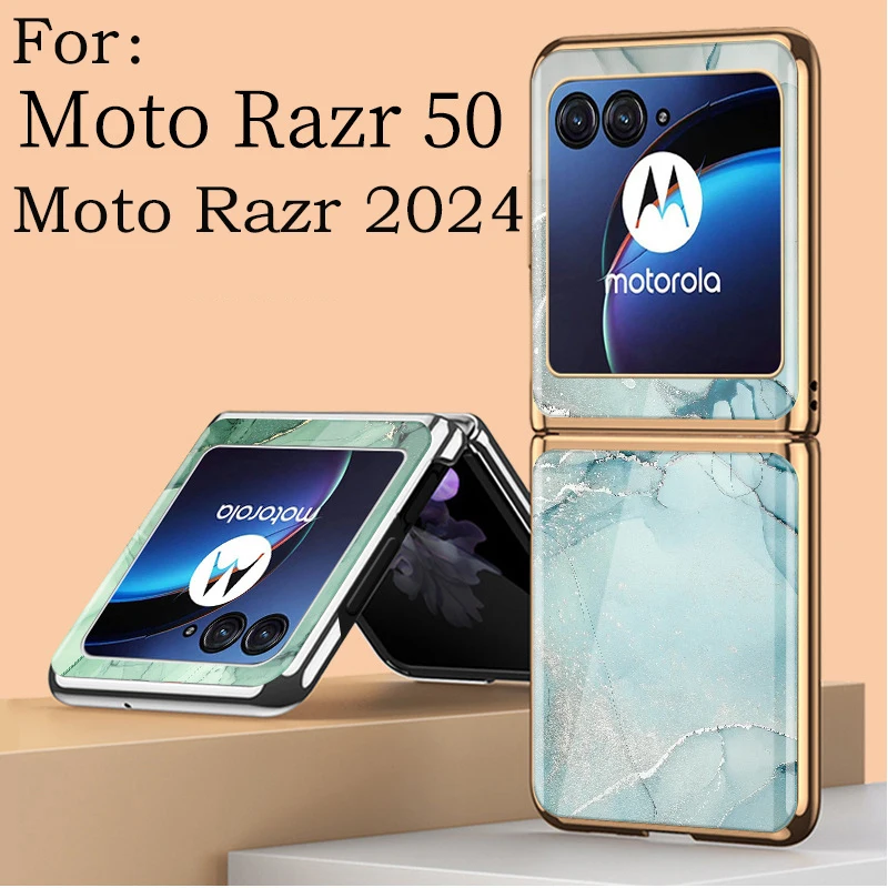 

Чехол для Motorola Razr 50 Razr 2024, индивидуальный гальванический мраморный узор, акриловое стекло, противоударный чехол для мобильного телефона