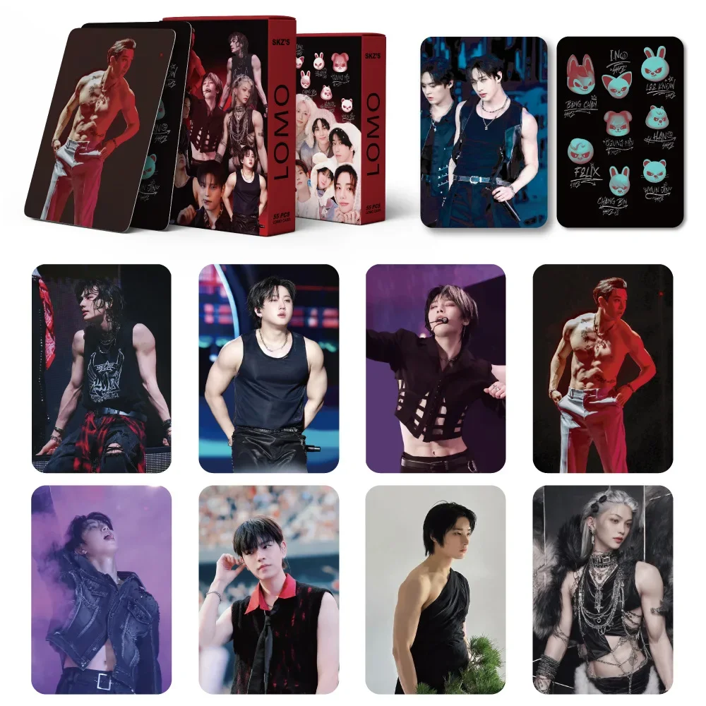 55 Piezas/Set Stray Kids SKZOO 2026 Nuevas Tarjetas Pequeñas de Concierto, Tarjetas Fotográficas HD, Tarjetas Lomo Hechas a Mano, Tarjetas Pequeñas de Felix, HyunJin, Jisung, Regalo para Fans
