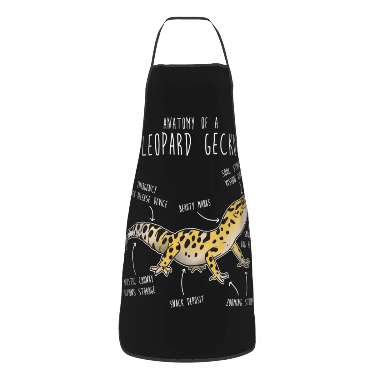 Custom Unisex Anatomy Of A Leopard Gecko Bib Apron Adult Women Men Chef Tablier Cuisine for Cooking Kitchen Painting