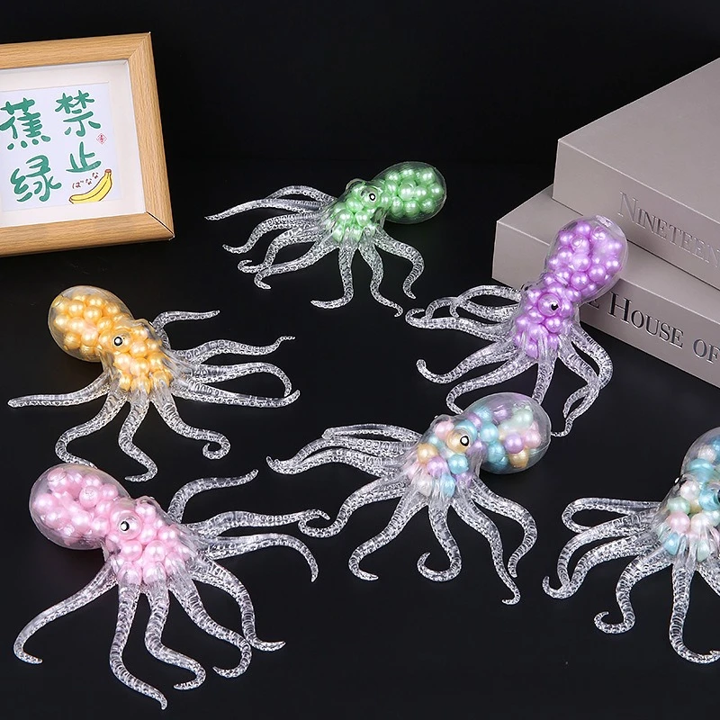 

Octopus Bead Squeeze Creative Bouncy Ball Stress Relief Toy Octopus Squeeze and Stretch Mini Toy for Stress Relief