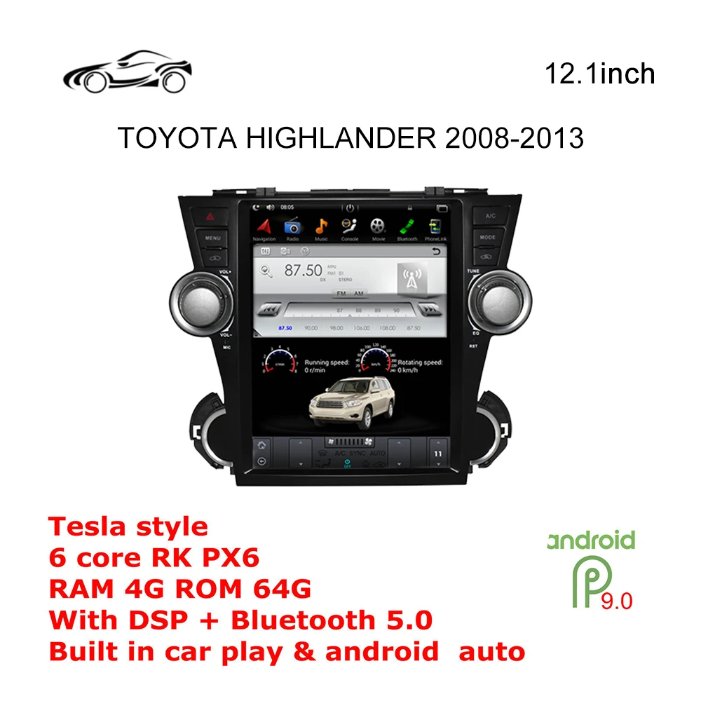 Cheap Price 12.1 Inch Touch Screen Car Audio GPS Navigation For TOYOTA HIGHLANDER