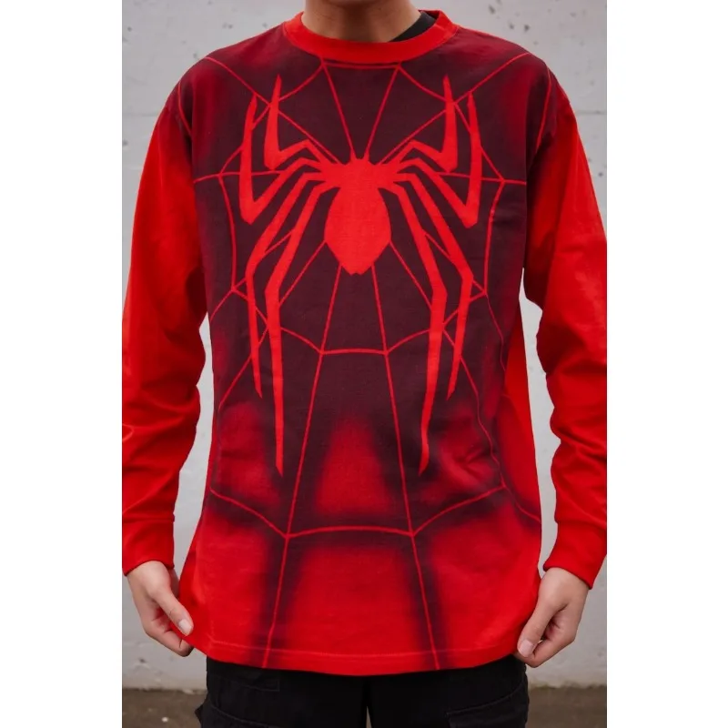 Camiseta de Cosplay do Homem-Aranha Tobey Maguire Vermelha de Manga Longa Nova